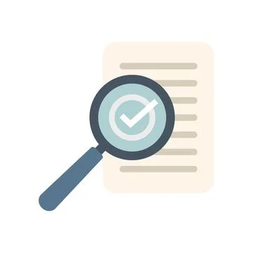 Magnifying glass validating document with check mark symbol Stockillustratie