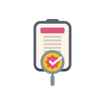 Magnifying glass validating document with check mark icon Stockillustratie