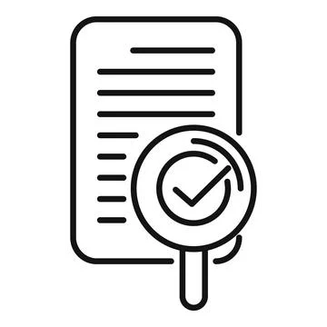 Magnifying glass validating document for quality control and verification Stockillustratie