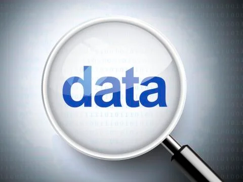 Magnifying glass with word data Stock Illustration