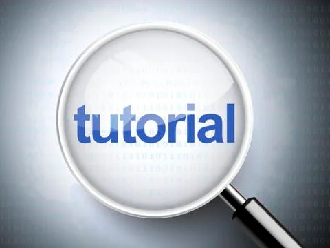 Magnifying glass with word tutorial Stock Illustration