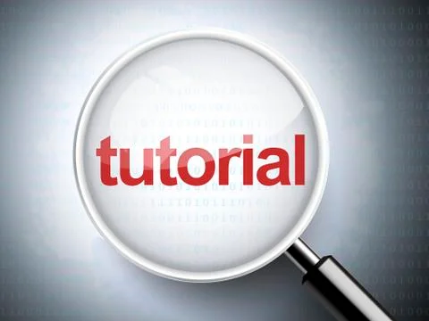 Magnifying glass with word tutorial Stock Illustration