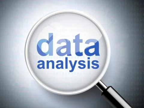 Magnifying glass with words data analysis Stock Illustration