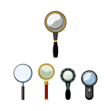 Magnifying glasses collection finding information and analyzing data Stockillustratie