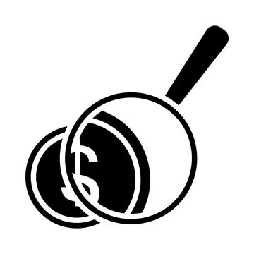 Magnifying Over Coins Stack Icon Ilustração Stock