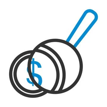 Magnifying Over Coins Stack Icon Ilustração Stock