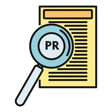 Magnifying pr documents for public relations analysis Stock Illustration