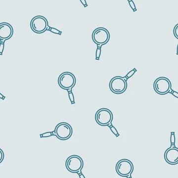 Magnifying search glass line vector seamless pattern Stock Illustration