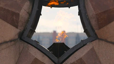 Magnitogors, Memorial complex dedicated to the victims of world war II in Stock Footage 92111720