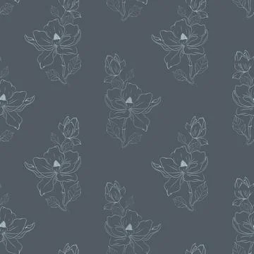 Magnolia flower seamless textile pattern for decorative wrapping paper Stock Illustration