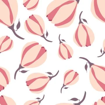 Magnolia flowers seamless pattern Stock Illustration