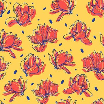 Magnolia Seamless Pattern Stock-Illustration