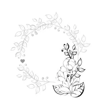 Magnolia vector pattern, circle frame. Template. Spring clipart, design element Illustrazione stock