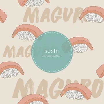 Maguro sushi seamless pattern vector. Stock Illustration