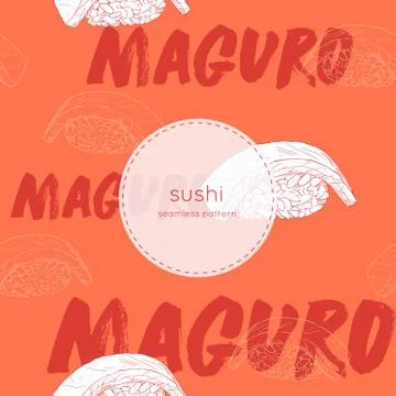 Maguro sushi seamless pattern vector. Stock Illustration