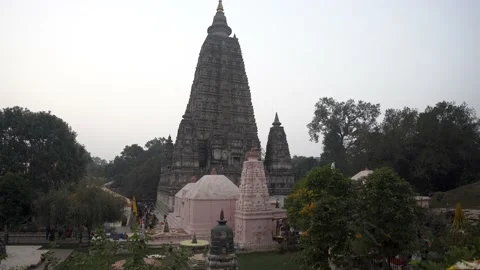 Mahabodhi temple complex, World heritage site UNESO Stock Footage 231325319