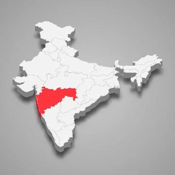 Maharashtra state location within India 3d map Stock Illustration