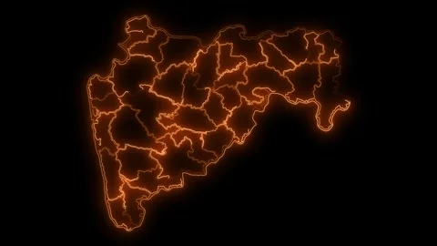 Maharashtra State Neon Map Glowing Outline India Animation 4K 動画素材 330998610