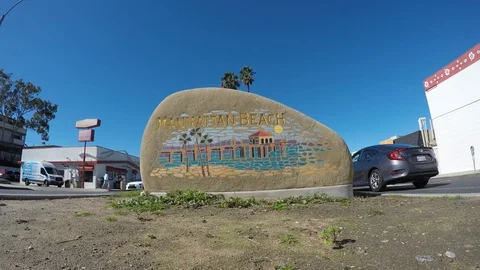 Mahattan Beach Sign Stock Footage 102480656