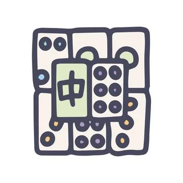 Mahjong color vector doodle simple icon design Stock Illustration
