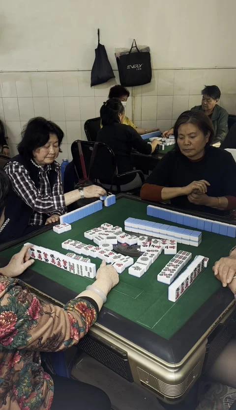 Mahjong social gathering Stock Footage 316377953