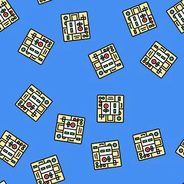 Mahjong tiles board table vector seamless pattern Stock Illustration