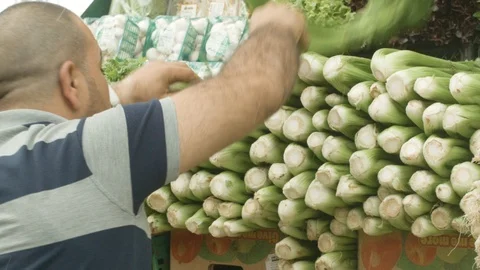 Mahne yuda jerusalem celery order Stock Footage 114856304