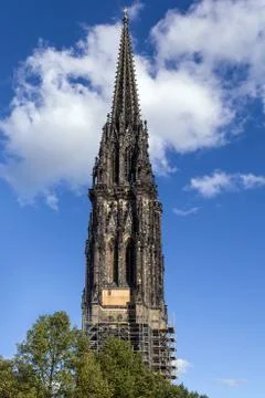 Mahnmal Kirche in Hamburg Stock Photos