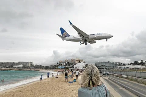 At Maho beach Stock Photos