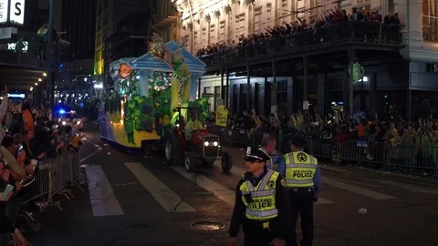 Maia Mother of Hermes float in parade going down Canal Street Stock Footage 86337744