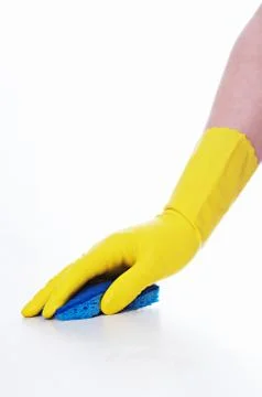 A maid cleaning up a mess Stock Photos