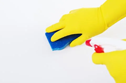 A maid cleaning up a mess Stock Photos