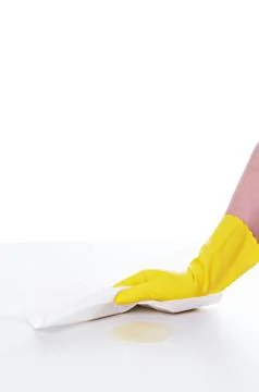 A maid cleaning up mess Stock Photos