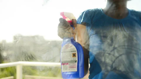 Maid cleaning windows Stock Footage 22768327
