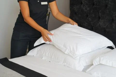 Maid Making Bed Stock Photos