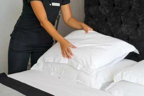 Maid Making Bed Stock Photos