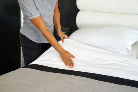 Maid Making Bed Stock Photos