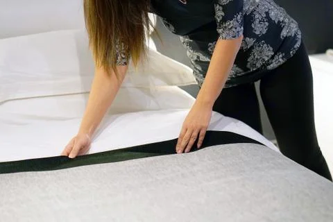 Maid Making Bed Stock Photos