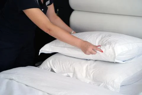 Maid Making Bed Stock Photos