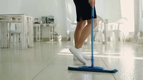 The maid washing the floor. Video stock 82152544
