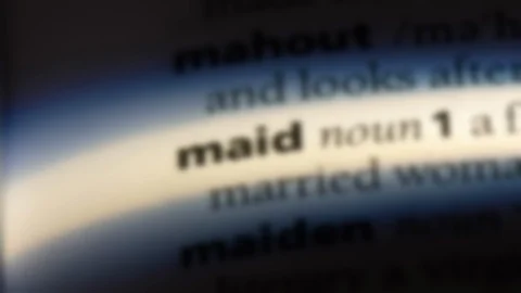 Maid word in a dictionary. Stock Footage 99563218