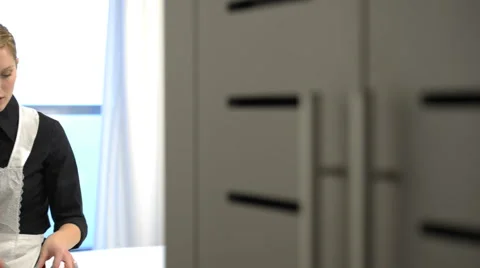 Maid at work Stock Footage 1042672