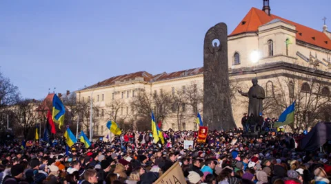Maidan Lviv Stock Footage 33246781