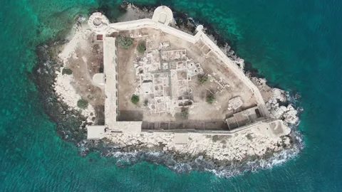 Maiden Castle View from a drone Mersin Turkey Silifke Erdemli Kizkalesi Stock Footage 229714290