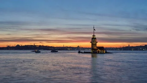Maiden Tower - Bosphorus time lapse, Istanbul Stock Footage 131368630