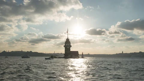 Maiden Tower Day To Night Sunset Time Lapse Stock Footage 150771827