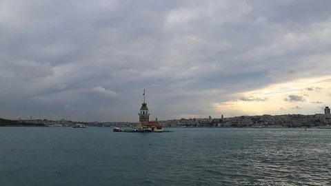 Maiden Tower in sunset Video stock 91238995