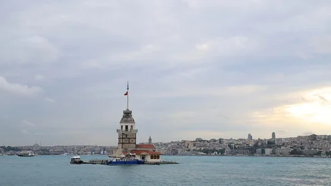 Maiden Tower in sunset Video stock 91239002