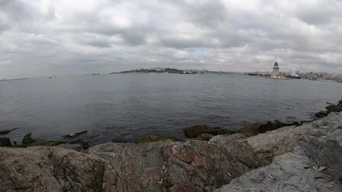 Maiden Tower time lapse view in Istanbul, Turkey Stock Footage 264742693