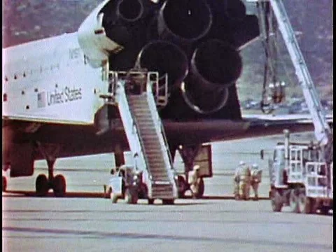 The maiden voyage of space shuttle columbia is a success after it touches down Stock Footage 75184863